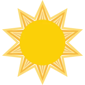 Bright Yellow Geometric Sun with Radiating Star Rays Summer Sunshine Clipart