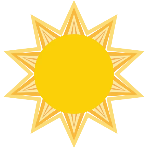 Bright Yellow Geometric Sun with Radiating Star Rays Summer Sunshine Clipart