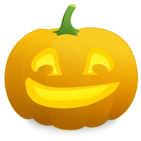 Bright Yellow-Orange Halloween Jack-o'-Lantern Pumpkin with Happy Smiling Face Clipart