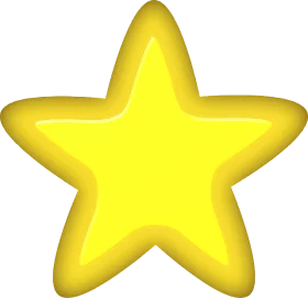 Bright Yellow Rounded Five-Pointed Star Shape with Golden Outline Clipart Illustration