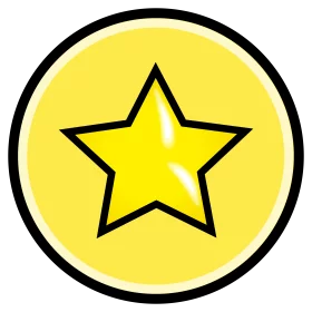 Bright Yellow Star in Circle Icon Digital Clipart for Graphic Design Projects