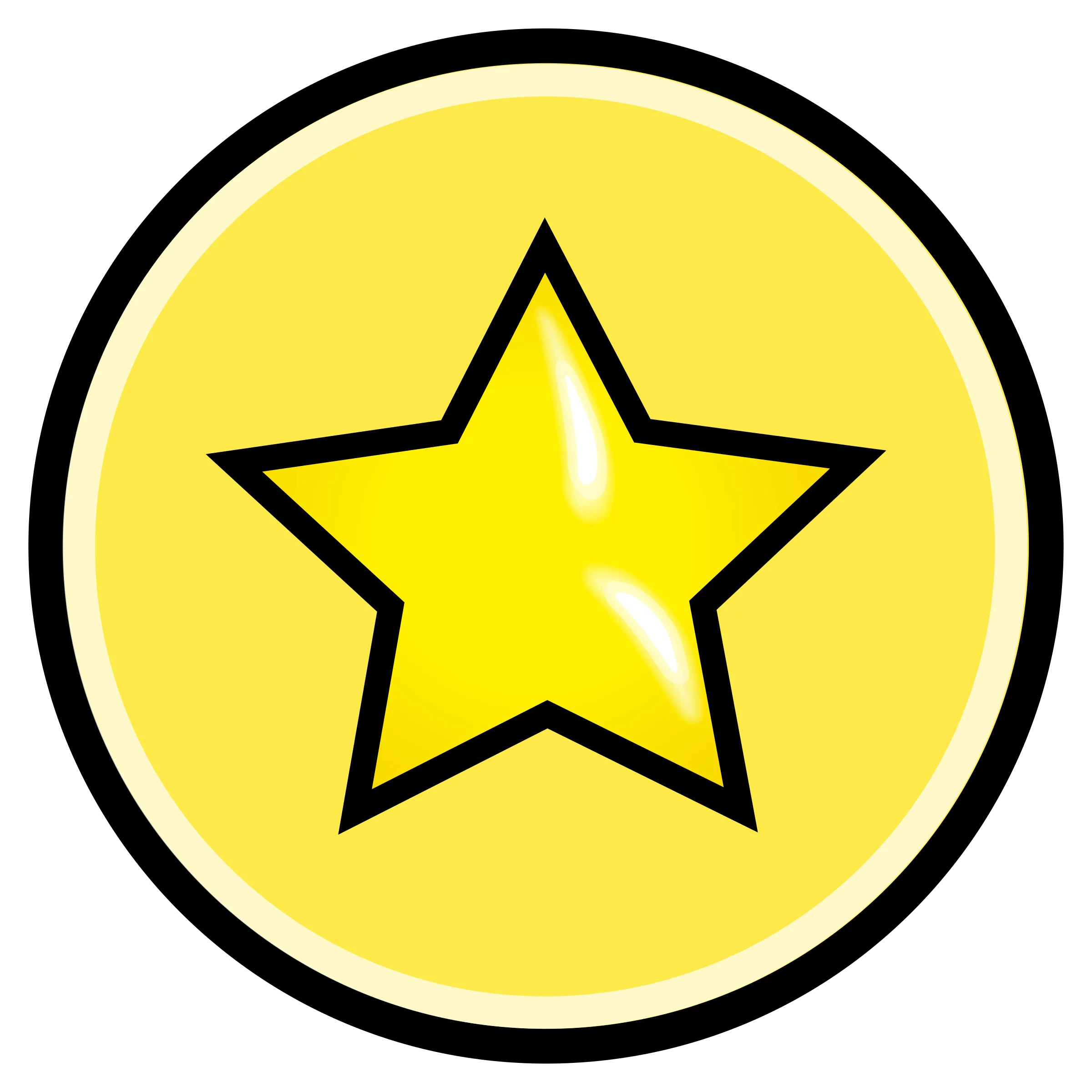 Bright Yellow Star in Circle Icon Digital Clipart for Graphic Design Projects