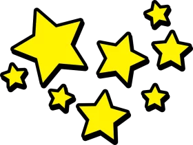 Bright Yellow Stars Clipart with Black Outlines for Decorative Design Elements