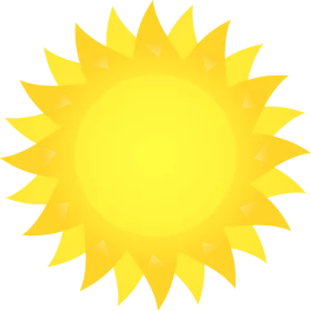 Bright Yellow Sun with Pointed Rays Shining in Summer Sky Clipart