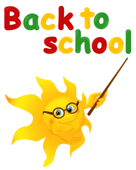 Cheerful Back to School Sun Teacher Character with Pointer Stick Colorful Clipart