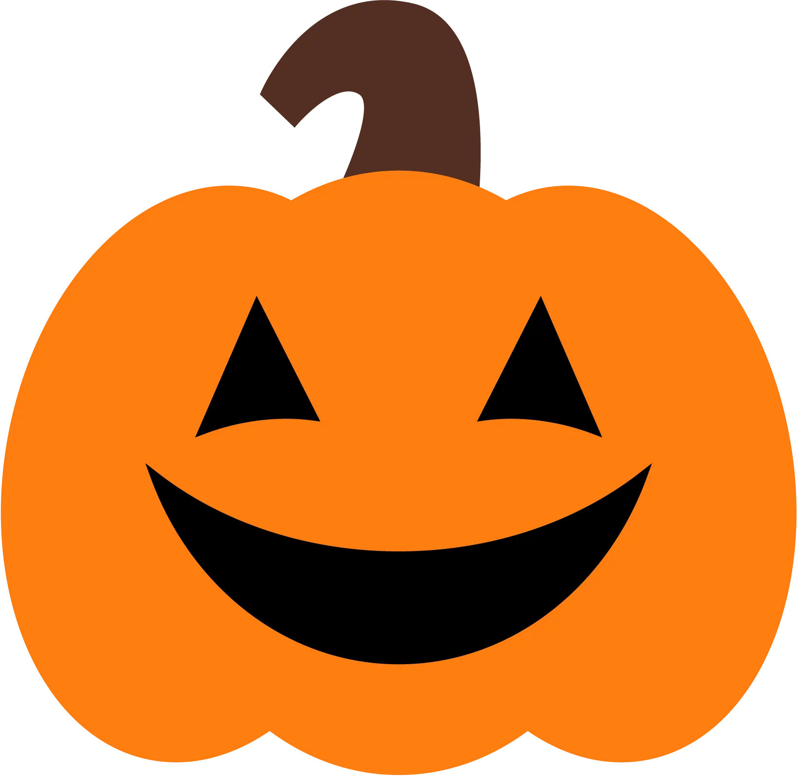 Cheerful Jack-o'-Lantern Halloween Pumpkin with Smiling Face Orange Clipart