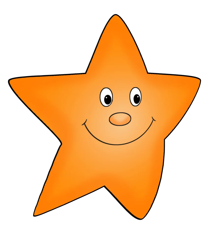 Cheerful Orange Star Clipart with Smiling Face for Children's Projects