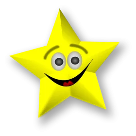 Cheerful Smiling Yellow Star Character with Happy Face Cartoon Clipart