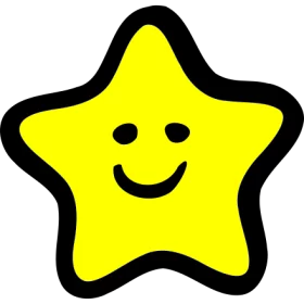 Cheerful Yellow Star with Smiley Face Character Fun Kids Cartoon Clipart