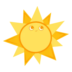 Cheerful Yellow Sun with Happy Face Cartoon Style Vector Clipart Illustration