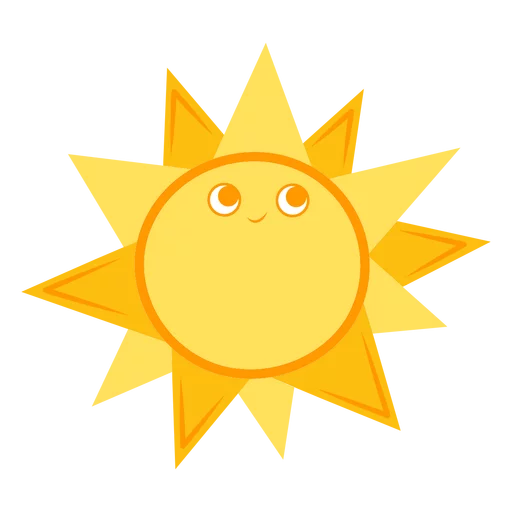 Cheerful Yellow Sun with Happy Face Cartoon Style Vector Clipart Illustration