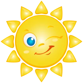 Cheerful Yellow Sun with Winking Eye and Friendly Smile Cartoon Clipart