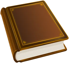 Classic Brown Leather-Bound Book with Gold Trim Decorative Literature Clipart