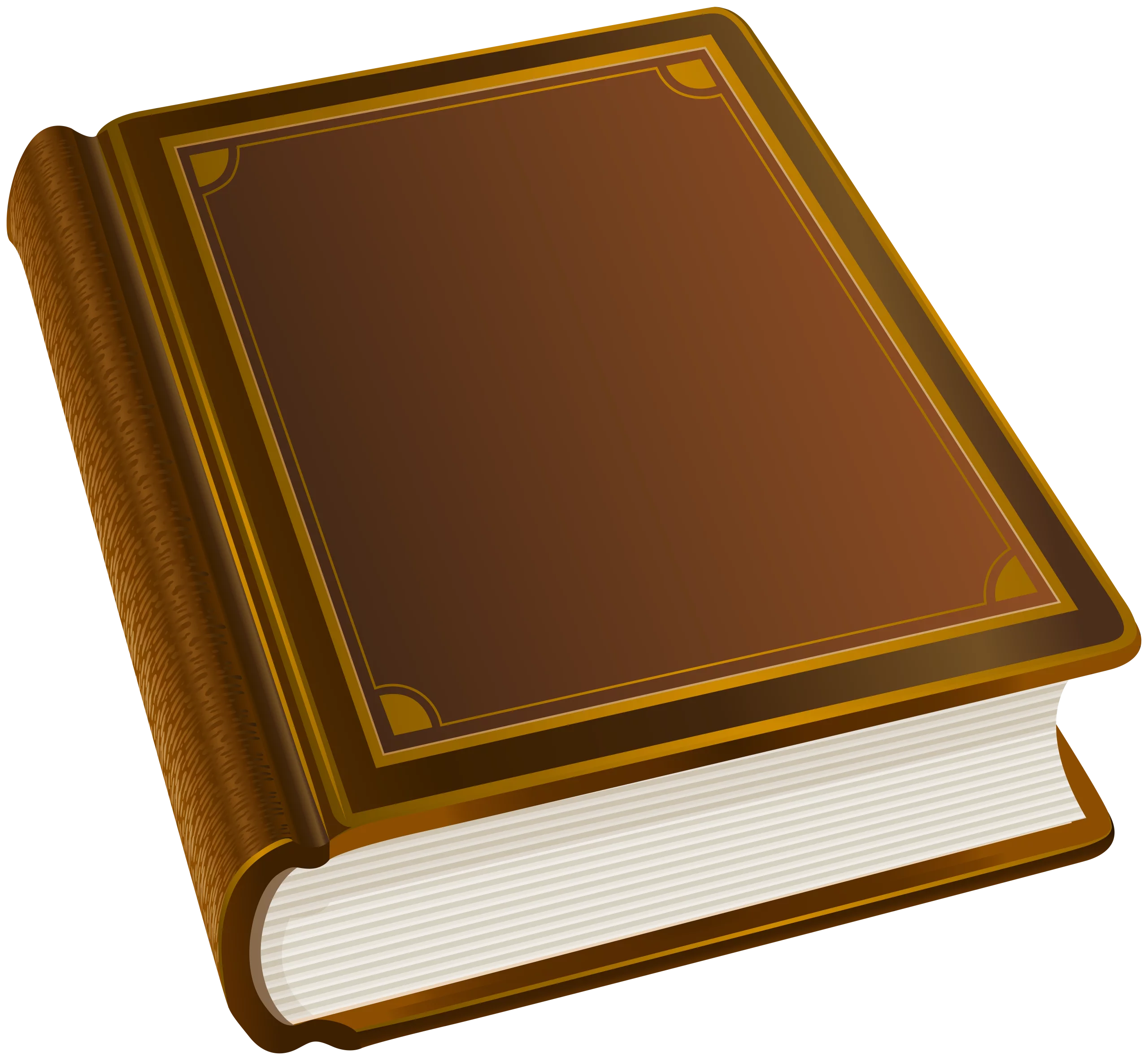 Classic Brown Leather-Bound Book with Gold Trim Decorative Literature Clipart