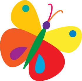 Colorful Abstract Butterfly Clipart with Vibrant Wings and Playful Geometric Design