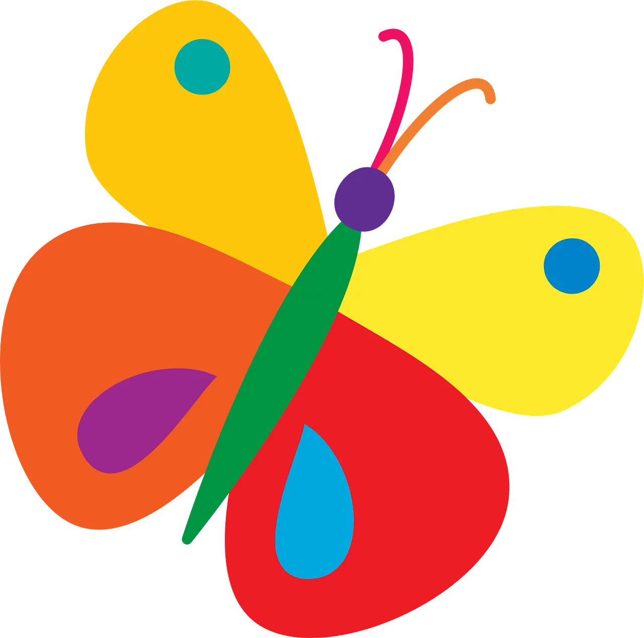 Colorful Abstract Butterfly Clipart with Vibrant Wings and Playful Geometric Design