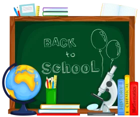 Colorful Back to School Educational Supplies and Globe Clipart for Classroom Decoration