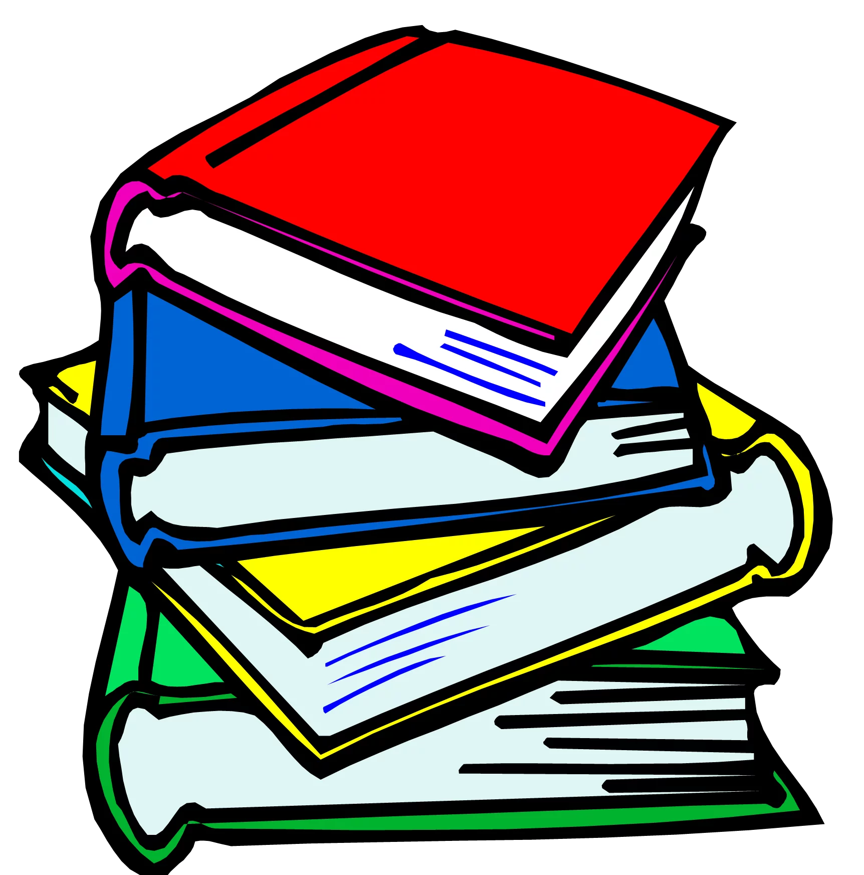 Colorful Stack of Books School Education Learning Library Cartoon Clipart