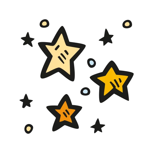 Cute Hand-Drawn Yellow and Gold Stars Constellation Pattern Clipart Design