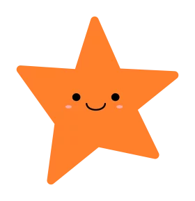 Cute Orange Smiling Star Character - Happy Celestial Cartoon Clipart for Kids