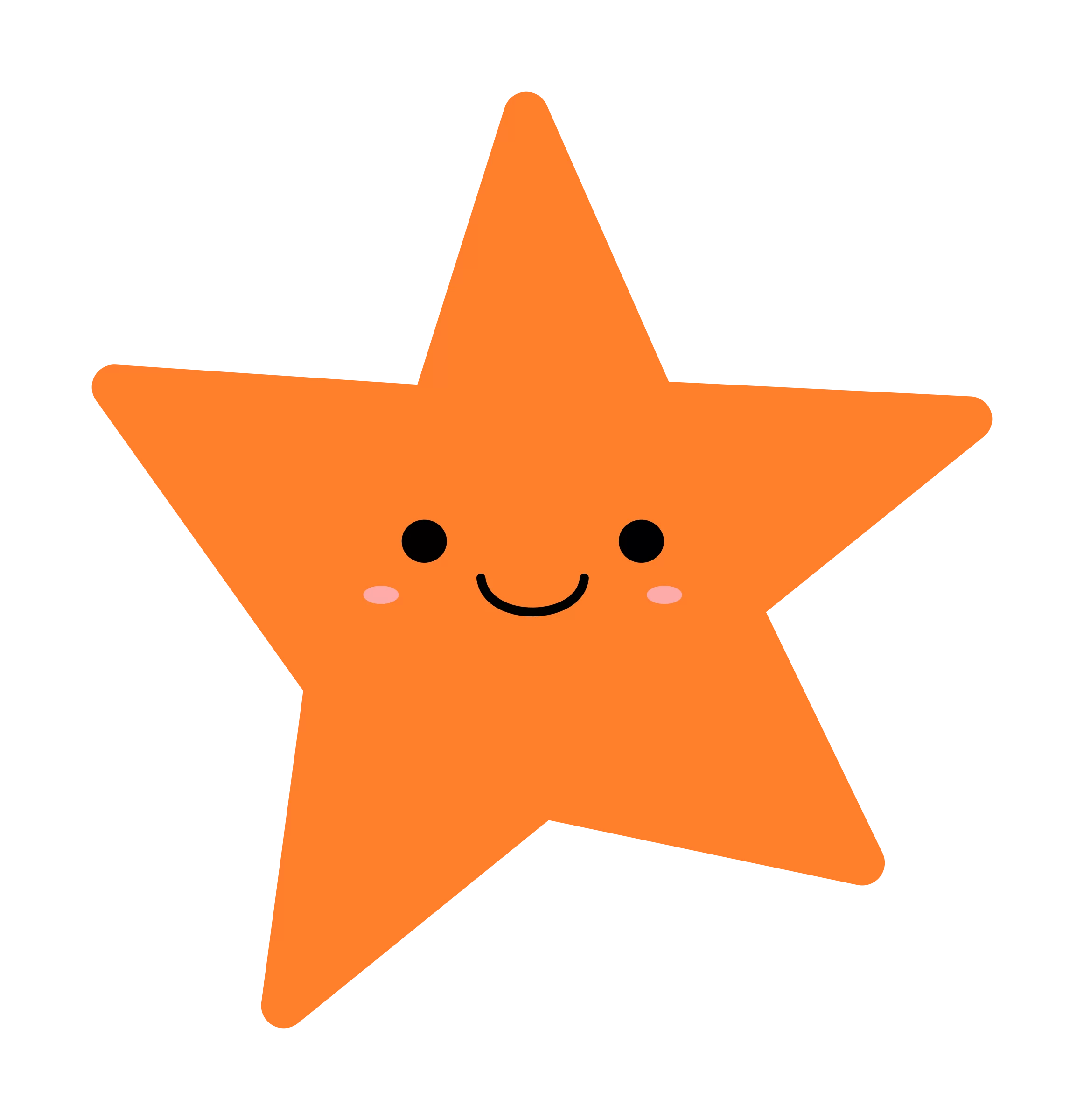 Cute Orange Smiling Star Character - Happy Celestial Cartoon Clipart for Kids