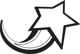 Dynamic Black and White Star with Swoosh Motion Effect Minimal Modern Clipart