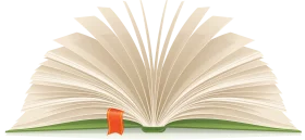 Educational Open Book with Fanned Pages and Red Bookmark Clipart Illustration