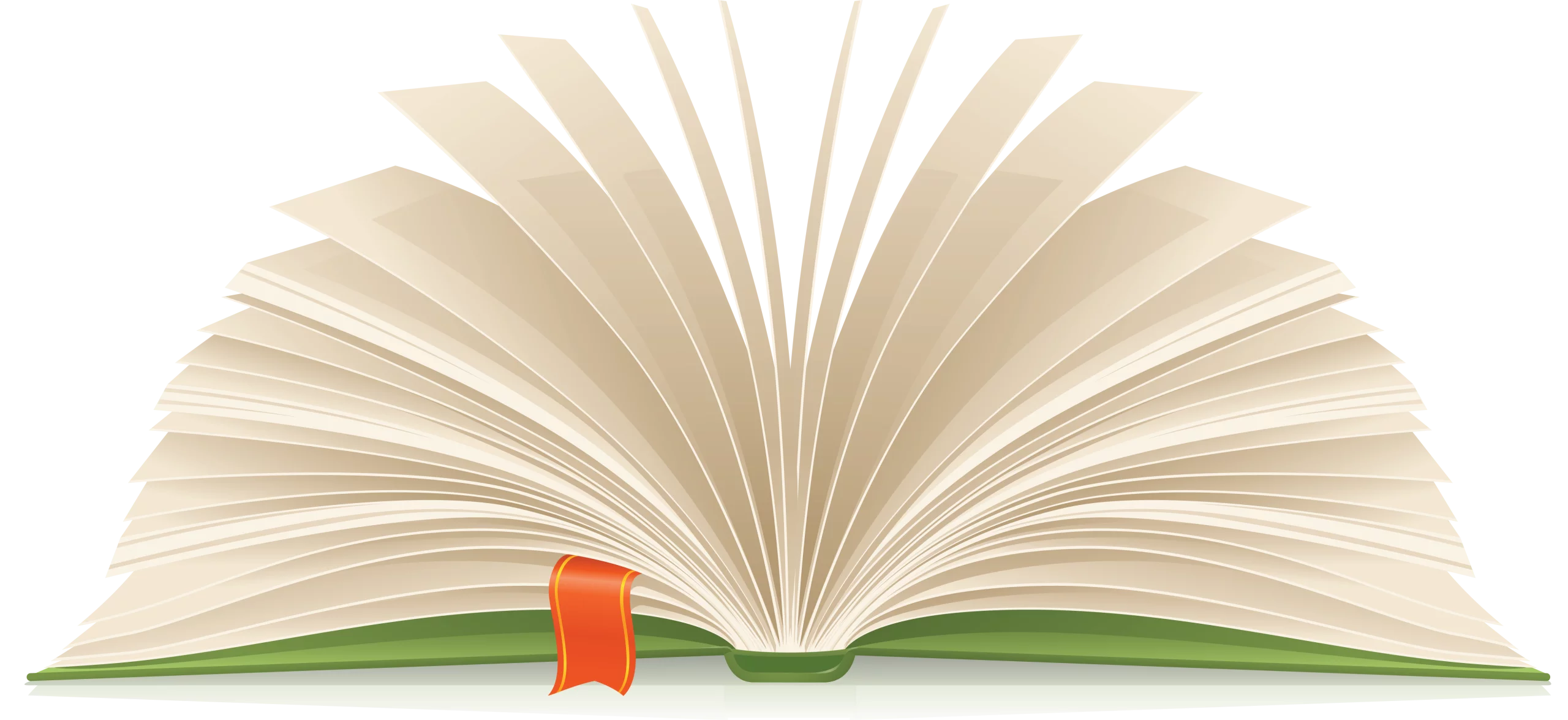 Educational Open Book with Fanned Pages and Red Bookmark Clipart Illustration