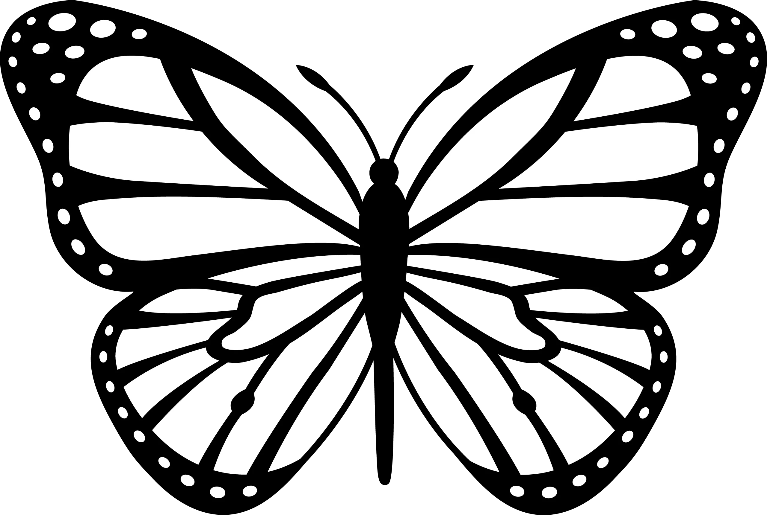 Elegant Black and White Monarch Butterfly Silhouette Clipart for Creative Projects