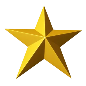 Elegant Golden 3D Five-Pointed Star Clipart with Dimensional Shading Effect