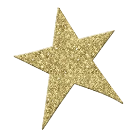 Elegant Golden Glitter Five-Pointed Star Decoration Clipart for Festive Designs