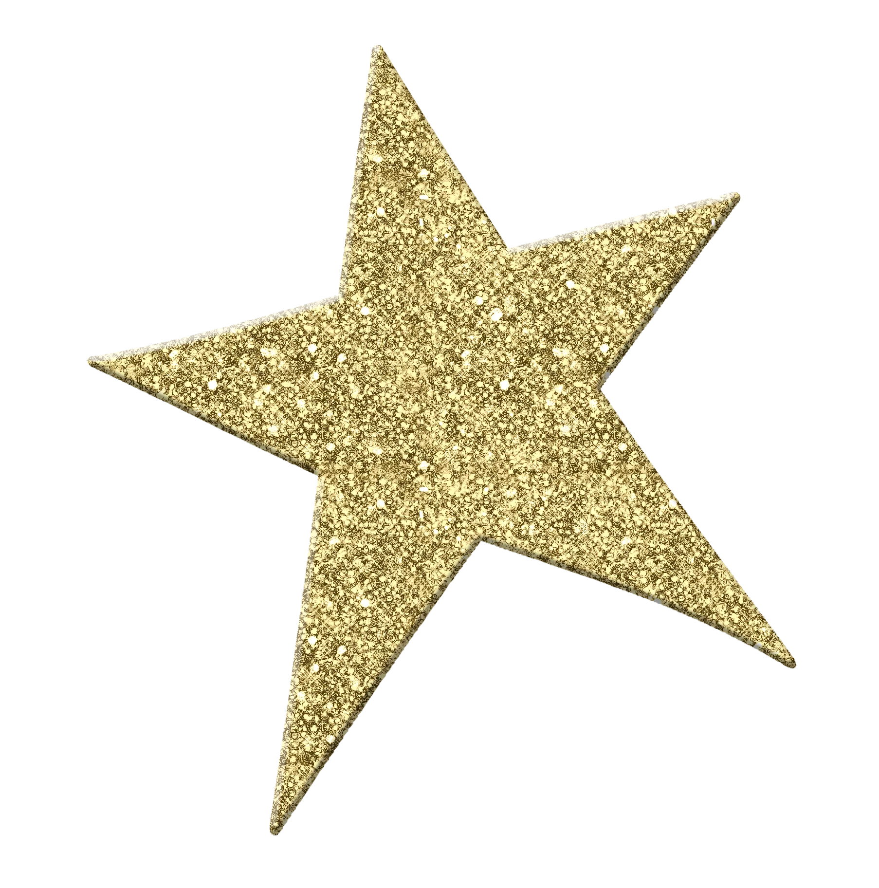 Elegant Golden Glitter Five-Pointed Star Decoration Clipart for Festive Designs