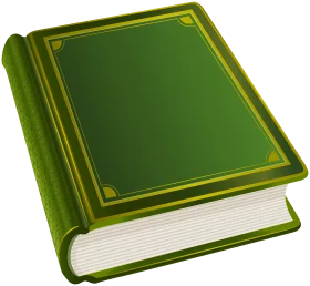 Elegant Green Hardcover Book with Yellow Border Educational Literature Clipart