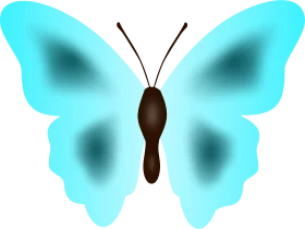 Elegant Turquoise Butterfly Clipart with Translucent Wings and Dark Body