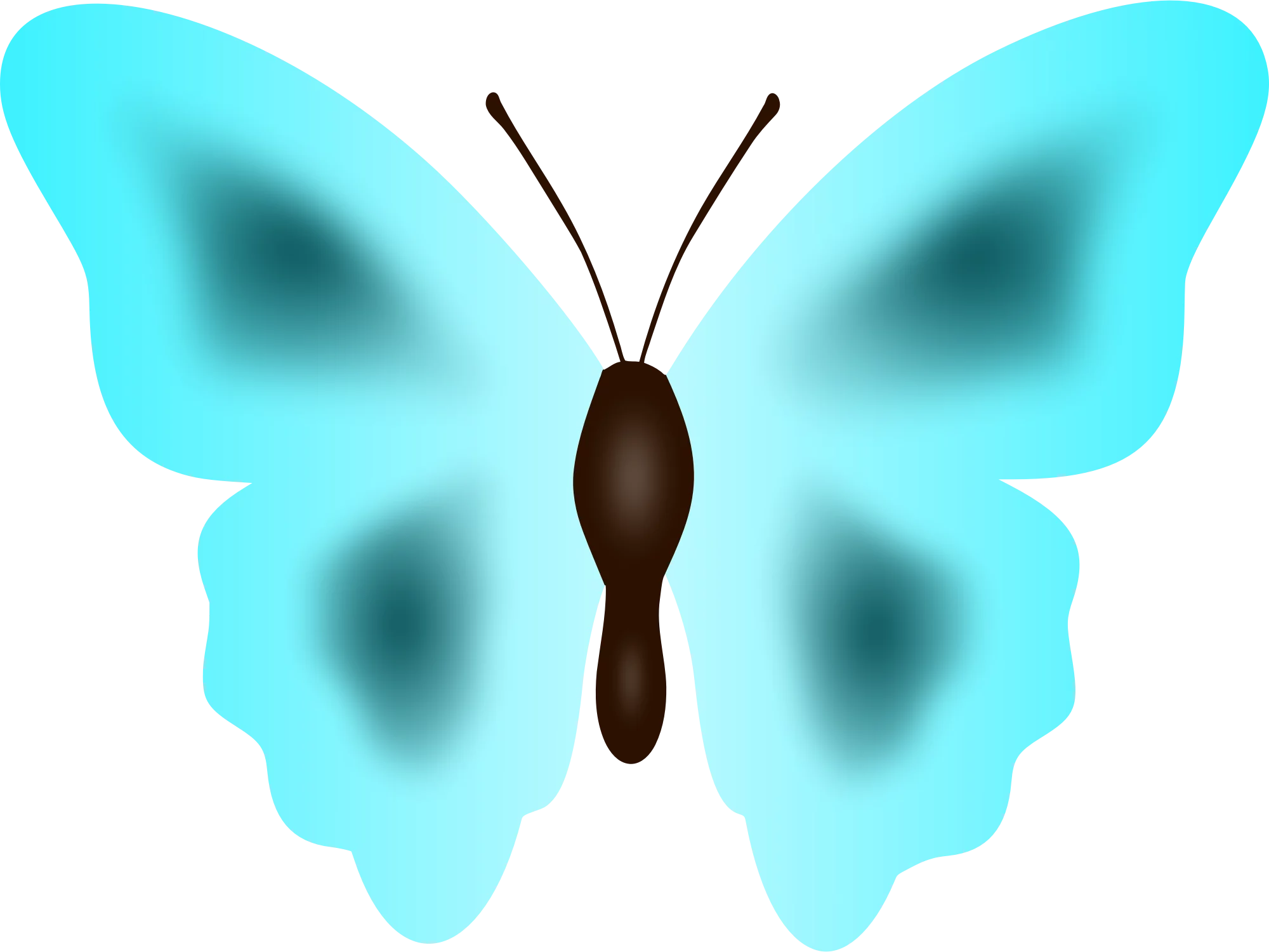 Elegant Turquoise Butterfly Clipart with Translucent Wings and Dark Body