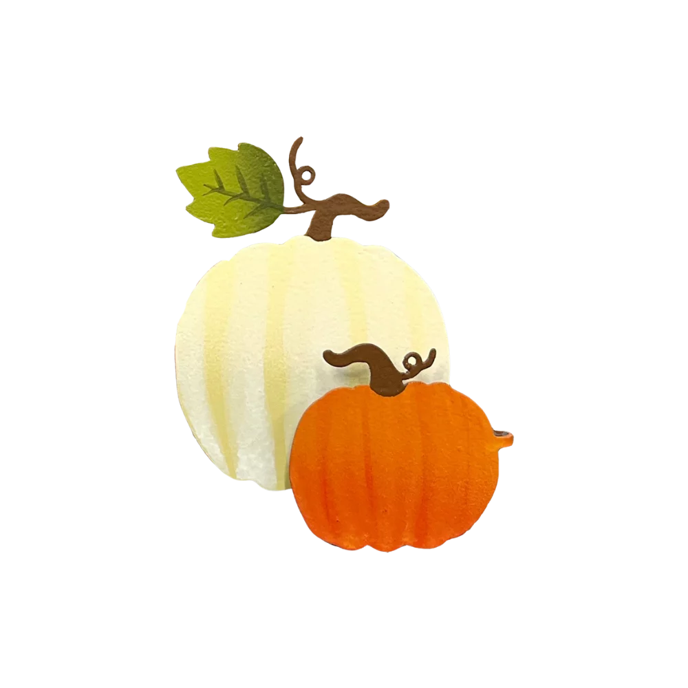 Festive Autumn White and Orange Pumpkin Duo Seasonal Harvest Clipart Illustration