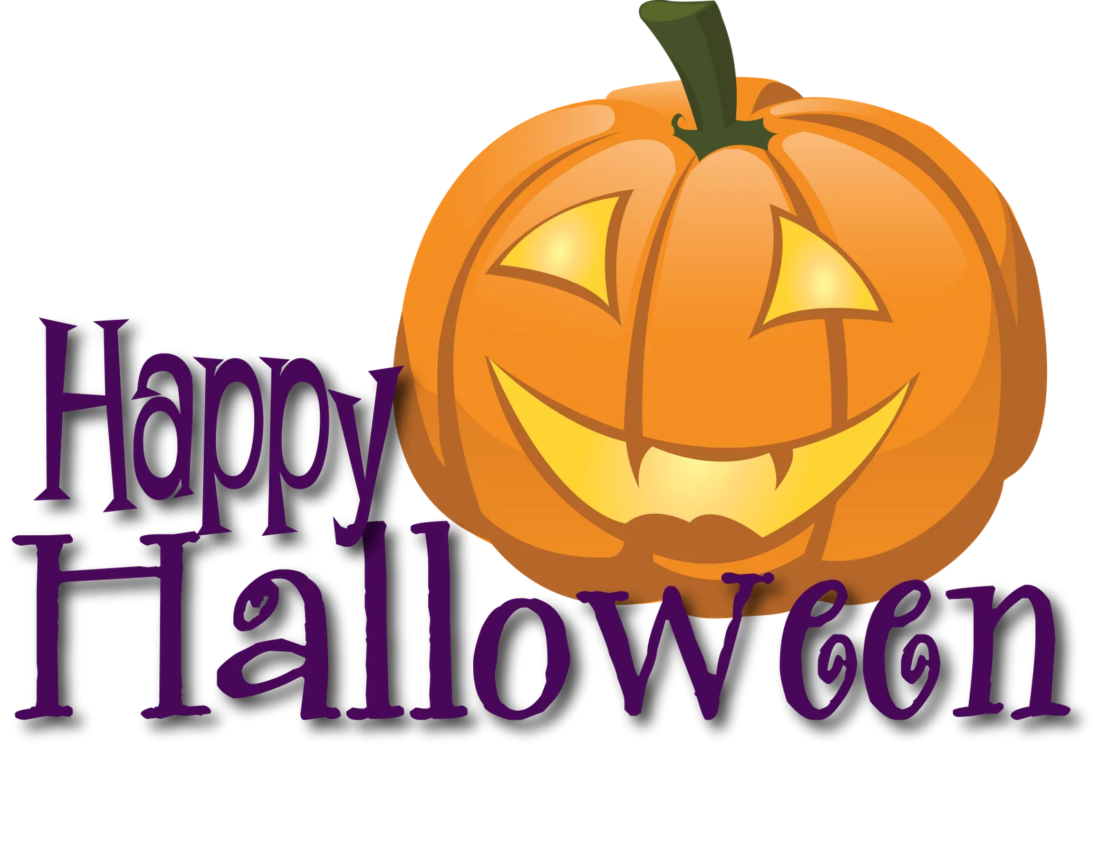 Festive Halloween Clipart with Smiling Jack-o'-Lantern and Purple Text Decoration