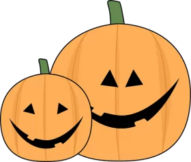 Festive Halloween Jack-o'-Lantern Pumpkin Duo Family Seasonal Decoration Clipart