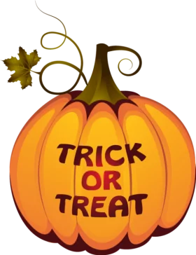 Festive Halloween Pumpkin with Trick or Treat Message - Orange Autumn Clipart