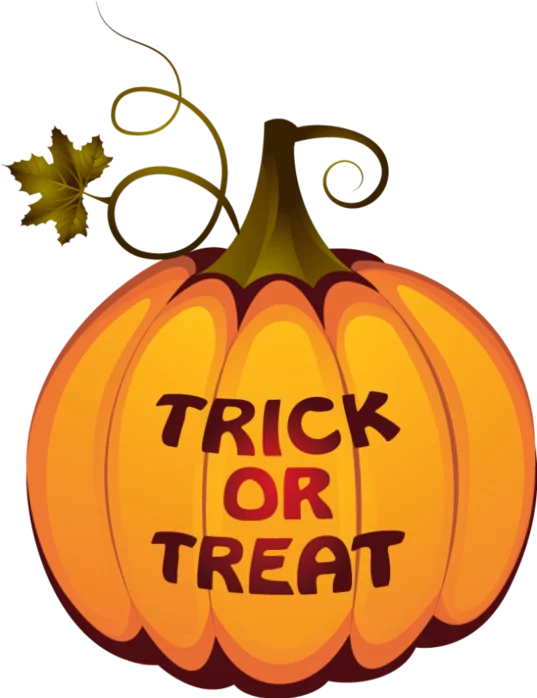 Festive Halloween Pumpkin with Trick or Treat Message - Orange Autumn Clipart