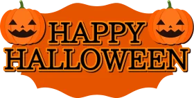 Festive Orange Halloween Banner with Jack-o'-lanterns Seasonal Holiday Clipart