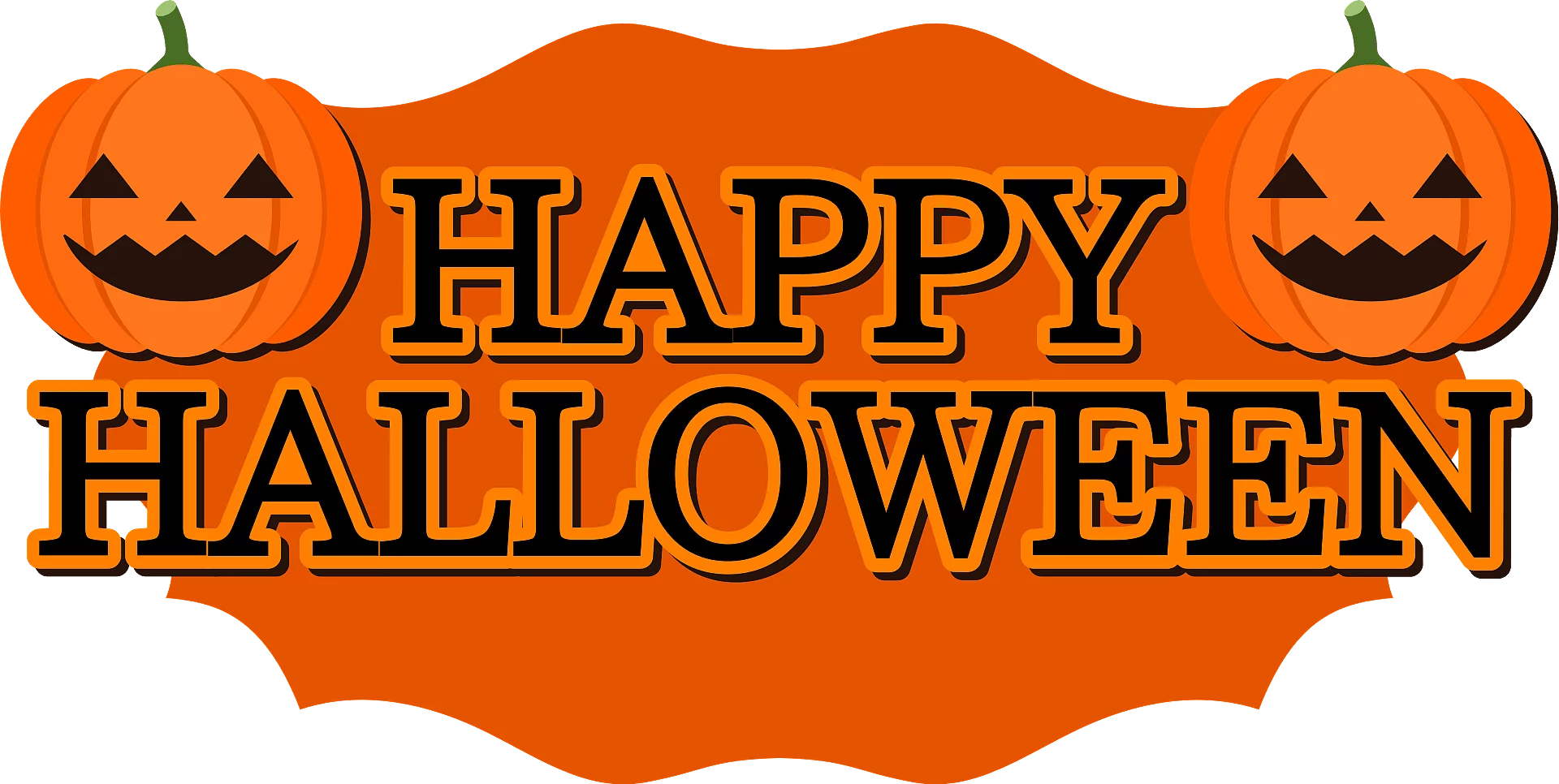 Festive Orange Halloween Banner with Jack-o'-lanterns Seasonal Holiday Clipart