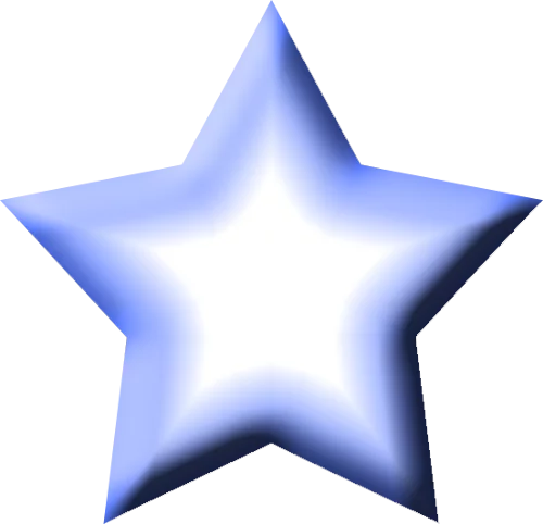 Glowing Blue Five-Pointed Star with White Center Gradient Effect Clipart