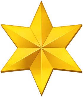 Golden Six-Pointed Star Geometric Symbol 3D Yellow Metallic Clipart Design