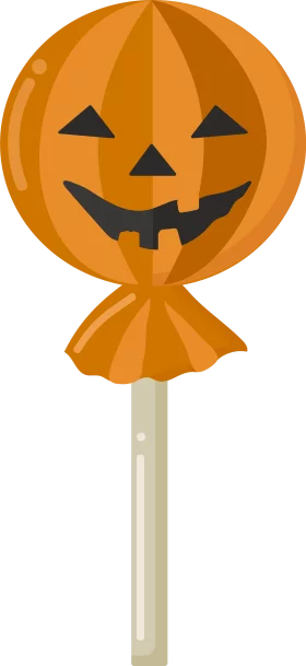 Halloween Pumpkin Jack-o'-Lantern Lollipop Candy Treat Festive Clipart