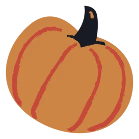 Hand-Drawn Orange Pumpkin with Black Stem Seasonal Fall Harvest Clipart