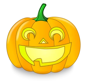 Happy Halloween Jack-o'-Lantern Pumpkin with Friendly Smile Seasonal Clipart