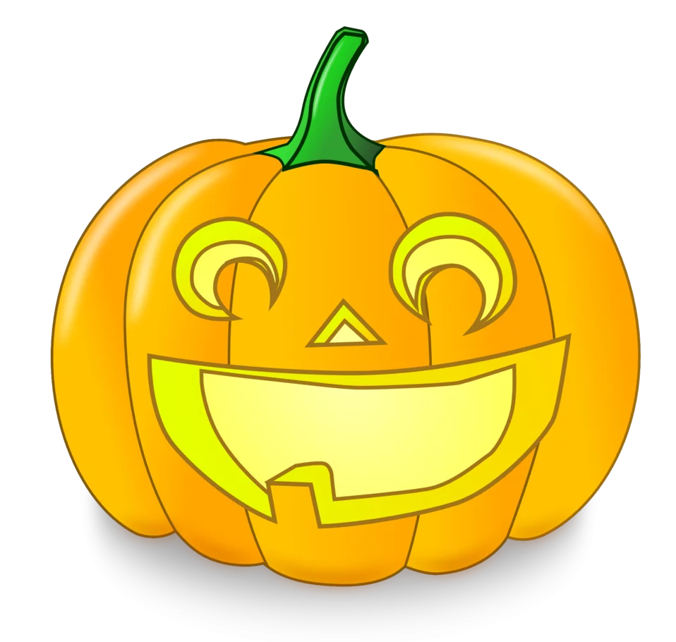 Happy Halloween Jack-o'-Lantern Pumpkin with Friendly Smile Seasonal Clipart