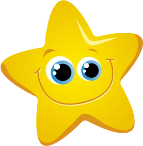 Happy Smiling Yellow Star Character Clipart for Children's Designs and Educational Materials