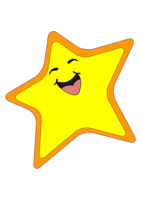 Happy Smiling Yellow Star with Orange Border Cartoon Character Clipart